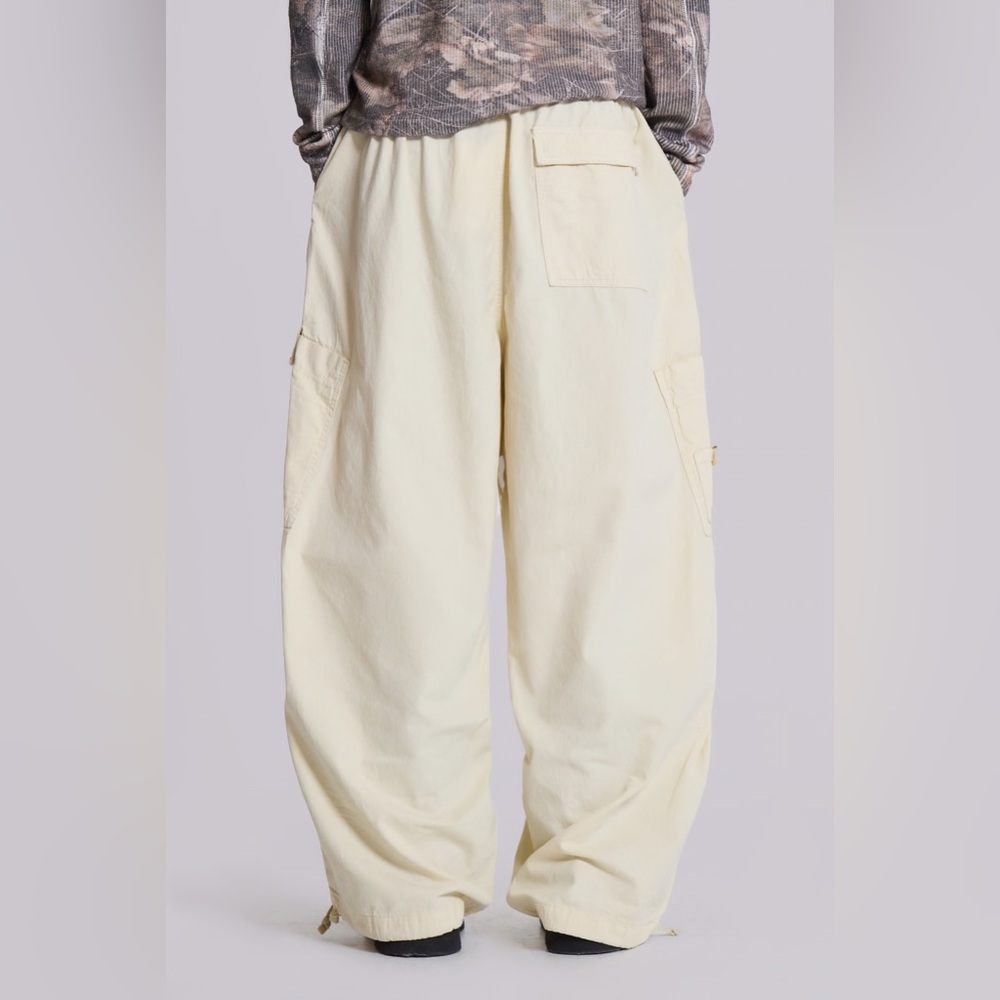 Jaded London Men's Ecru Parachute Cargo Pants XL